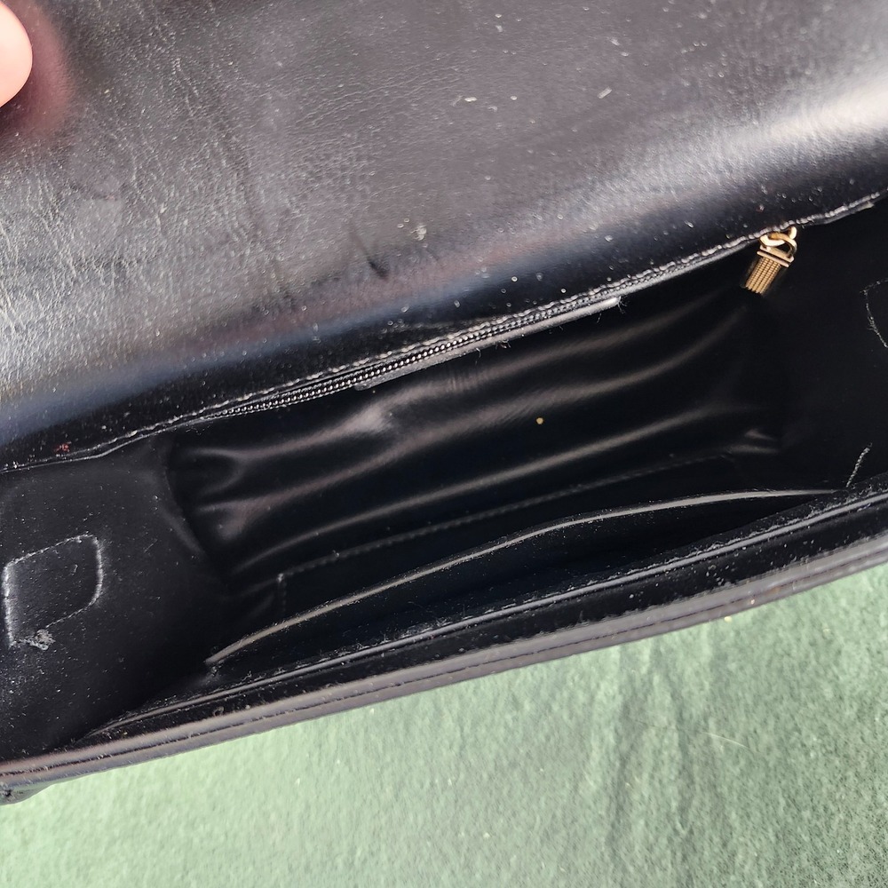 Harris Tweed Crossbody Bag w/ Goldtone Accent Black Leather Snow Paw Herringbone - Picture 9 of 12